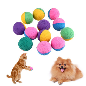 12Pcs Colorful Cat Toys Soft Latex Feathered Ball Toys for Cats Kitten Puppy Dog Pet Chew Toys Product For Cats