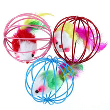 Load image into Gallery viewer, Cat Toys Lovely Ball Mouse Toys for Cats Feather Funny Playing Mice Mouse Toys Pet Animals Cute Plush Toy